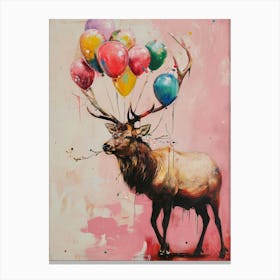 Cute Elk 3 With Balloon Canvas Print