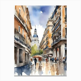 Madrid City Watercolor Canvas Print