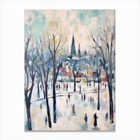 Winter City Park Painting Gorky Park Moscow Russia 4 Canvas Print