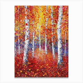 Birch Trees In Autumn Canvas Print