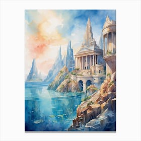 Watercolor Of A Fantasy City Canvas Print