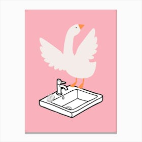 Silly Goose on Sink Pink Canvas Print