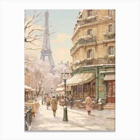Vintage Winter Illustration Paris France 5 Canvas Print