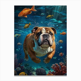 Bulldog Under The Sea 1 Canvas Print