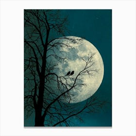 Full Moon With Birds Canvas Print