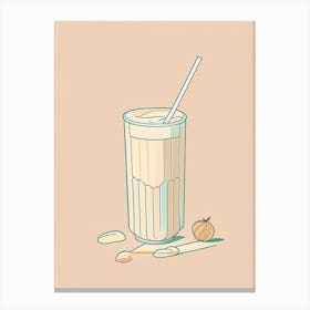 Almond Milkshake Dairy Food Minimal Line Drawing 2 Canvas Print