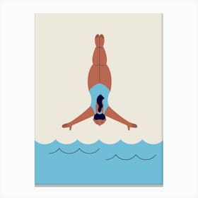 Woman Diving Into The Ocean Canvas Print