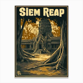 Aihrgdesign A Retro Travel Poster For Siem Reap 1 Canvas Print