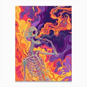 Psychedelic Skeleton Smoking A Cigarette 1 Canvas Print