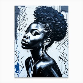 Graffiti Mural Of Beautiful Black Woman 220 Canvas Print