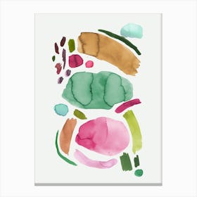 Abstract Watercolour Minimal Pink Green Canvas Print
