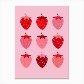 Pink And Red Strawberries Fruit Canvas Print
