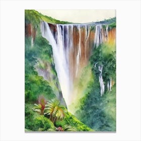 Kaieteur Falls Of The North, Guyana Water Colour  Canvas Print