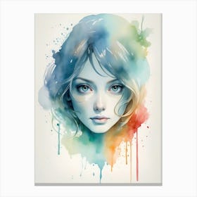 Watercolor Of A Girl 2 Canvas Print