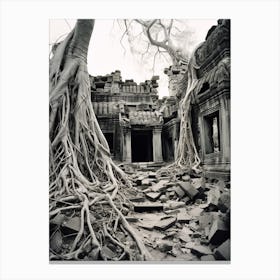 Krong Siem Reap, Cambodia, Black And White Old Photo 3 Canvas Print