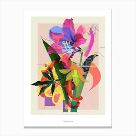 Amaryllis 4 Neon Flower Collage Poster Canvas Print