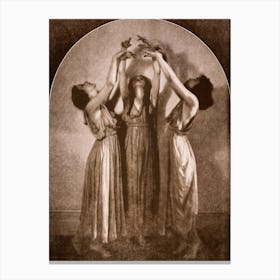 Three Witches Dancing - Antique Photograph by Helen Moller 1918 - Witchy Art Print Pagan Fairytale Vintage Cool Witch Gallery Wall Decor - Remastered HD Canvas Print