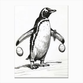 Emperor Penguin Balancing Eggs 4 Canvas Print