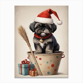 Christmas Shih Tzu Dog Wear Santa Hat (12) Canvas Print