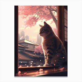 Cat Sitting By The Window 2 Canvas Print