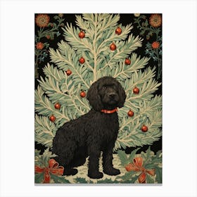 William Morris Style Christmas Dog 4 Canvas Print