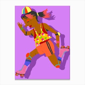 Woman On Roller Skates Canvas Print
