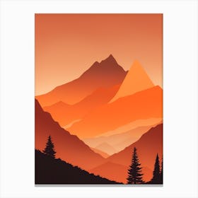 Misty Mountains Vertical Composition In Orange Tone 311 Canvas Print