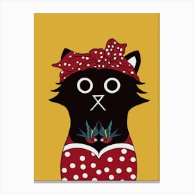 Rockabilly Cat Dress Canvas Print
