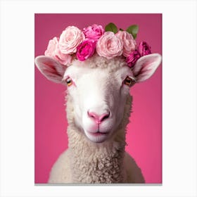 Sheep In A Flower Crown Canvas Print