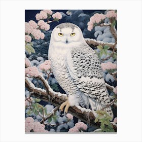Ohara Koson Inspired Bird Painting Snowy Owl 1 Canvas Print