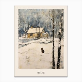 Vintage Winter Animal Painting Poster Mouse 2 Canvas Print