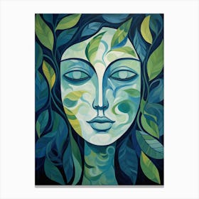 Woman With Leaves On Her Face 3 Canvas Print