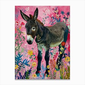 Floral Animal Painting Donkey 4 Canvas Print