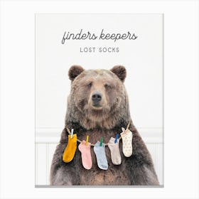 Bear Finders Keepers Laundry Animal Canvas Print