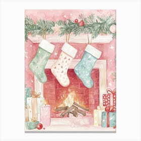 Christmas Stockings. Watercolor Festive Canvas Print