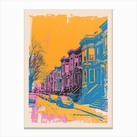 Crown Heights New York Colourful Silkscreen Illustration 1 Canvas Print