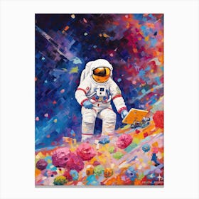 Astronaut And Colourful Bricks 3 Canvas Print
