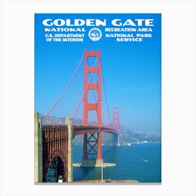 Vintage WPA-style Golden Gate Bridge National Recreation Area Poster Canvas Print