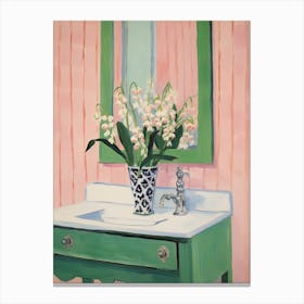 Bathroom Vanity Painting With A Lily Of The Valley Bouquet 1 Canvas Print
