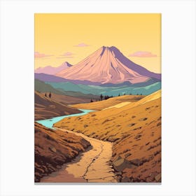 Tongariro Alpine Crossing New Zealand 3 Hike Illustration Canvas Print
