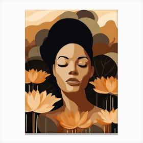 Woman With Lotus Flowers Canvas Print