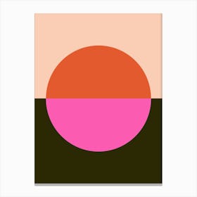 Bold Modern Geometric Circle Shape in Pink Red and Black Canvas Print