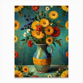 Sunflowers In A Vase 4 Canvas Print