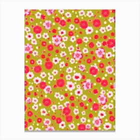 Peppermint Floral Print Warm Tones 1 Flower Canvas Print