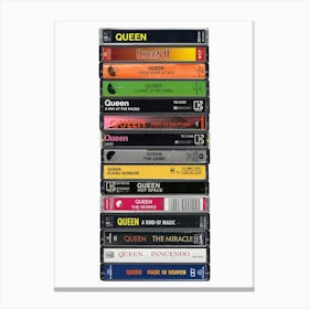 Queen - Music Poster - Albums on Cassette Print Canvas Print