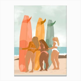 Girls With Surfboards Canvas Print