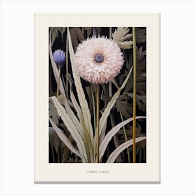 Flower Illustration Cornflower 4 Poster Canvas Print