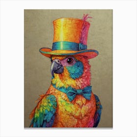 Parrot In Top Hat Canvas Print