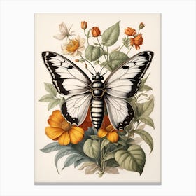 Butterfly And Flowers Canvas Print