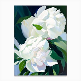 Gardenia Peonies White Colourful Painting Canvas Print